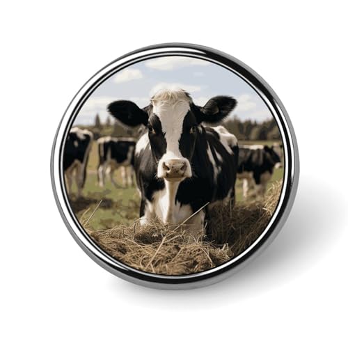 Niedliche Kuh-Anstecknadel für Männer, niedliche Cartoon-Eisbär-Modebrosche – niedliche Emaille-Anstecker, Anstecknadel aus Aluminiumlegierung für Hüte, Hemden, Taschen, Jacken und Accessoires (runde von Oudrspo