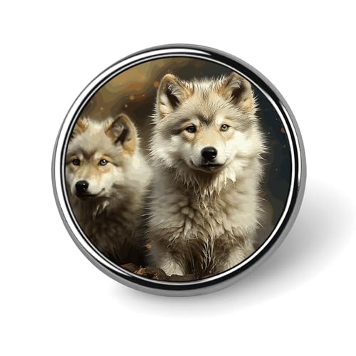 Niedliche Wolf-Anstecknadel für Männer, modische Mottenbrosche – niedliche Emaille-Anstecker, Anstecknadel aus Aluminiumlegierung für Hüte, Hemden, Taschen, Jacken und Accessoires (runde Anstecknadeln von Oudrspo