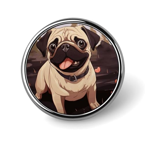 Niedliche runde Anstecker-Brosche mit Mops-Motiv, modische Revers-Krawattennadeln, leichte Metallbrosche, Anstecker für Männer und Frauen, Kostüm, dekoratives Accessoire Niedliche runde Anstecker-Brosche mit Mops-Motiv, modische Revers-Krawattennadeln, leichte Metallbrosche, Anstecker für Männer und Frauen, Kostüm, dekoratives Accessoire von Oudrspo