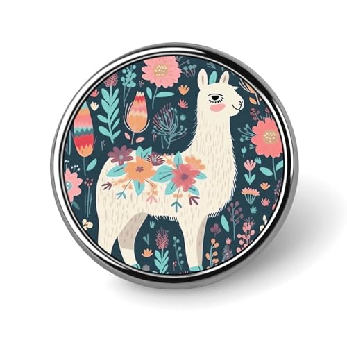 Niedliche runde Brosche mit Lama-Blumenmotiv, modische Revers-Krawattennadeln, leichte Metallbrosche für Männer und Frauen, Kostüm, dekoratives Accessoire Niedliche runde Brosche mit Lama-Blumenmotiv, modische Revers-Krawattennadeln, leichte Metallbrosche für Männer und Frauen, Kostüm, dekoratives Accessoire von Oudrspo