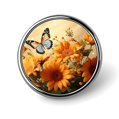 Niedliche runde Brosche mit Sonnenblume und Schmetterling, modische Revers-Krawattennadeln, leichte Metallbrosche für Männer und Frauen, Kostüm, dekoratives Accessoire Niedliche runde Brosche mit Sonnenblume und Schmetterling, modische Revers-Krawattennadeln, leichte Metallbrosche für Männer und Frauen, Kostüm, dekoratives Accessoire von Oudrspo
