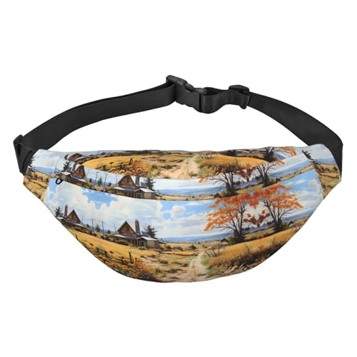 North American Farmscape Stilvolle und praktische Gürteltasche für Frauen – Bequeme Gürteltasche für Outdoor-Aktivitäten, Lauf-Gürteltasche, von Oudrspo