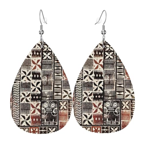 Ohrringe aus Kunstleder für Damen, leicht, braun, Schlammtuch, Tropfenform von Oudrspo