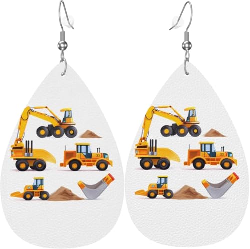 Ohrringe aus Leder mit Maschinen-LKW und Lader, mit Herz-Aufdruck, für Damen, Weihnachtsdekoration Ohrringe aus Leder mit Maschinen-LKW und Lader, mit Herz-Aufdruck, für Damen, Weihnachtsdekoration von Oudrspo
