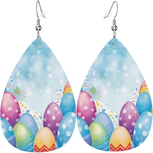 Ohrringe aus Leder mit Ostereier-Motiv, bunt, mit Herz-Print, für Damen, Weihnachtsdekoration Ohrringe aus Leder mit Ostereier-Motiv, bunt, mit Herz-Print, für Damen, Weihnachtsdekoration von Oudrspo