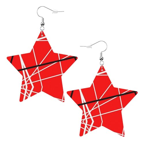 Ohrringe aus Leder mit Streifen und Farbdruck, leichte baumelnde Ohrringe in Sternform für Damen von Oudrspo