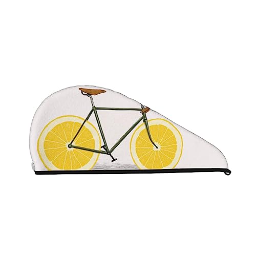 Orange Fahrrad bedrucktes Haartrocknungstuch, schnell trocknend, saugfähig, Korallensamt, Trockenhaarkappe mit festem Knopf zum Trocknen von langem, dickem Haar von Oudrspo