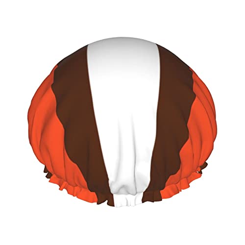 Orange und weiß gestreift bedruckte Duschhaube, wasserdichte wiederverwendbare Badekappen für Damen, Herren, Jungen und Mädchen, Spa-Salon Orange und weiß gestreift bedruckte Duschhaube, wasserdichte wiederverwendbare Badekappen für Damen, Herren, Jungen und Mädchen, Spa-Salon von Oudrspo