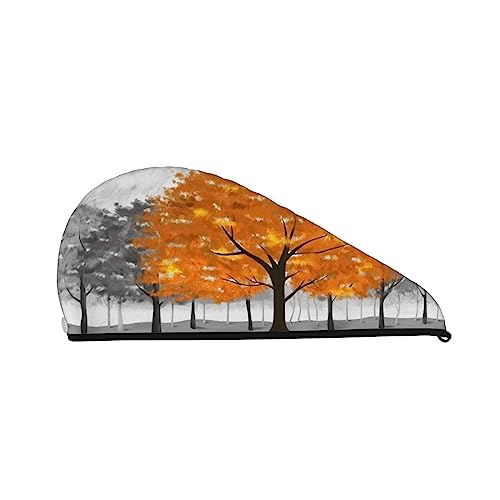 Orangenbaum-Malerei, bedrucktes Haar-Trocknungstuch, schnell trocknend, saugfähig, Korallensamt, trockene Haarkappe mit festem Knopf zum Trocknen von langem, dickem Haar von Oudrspo