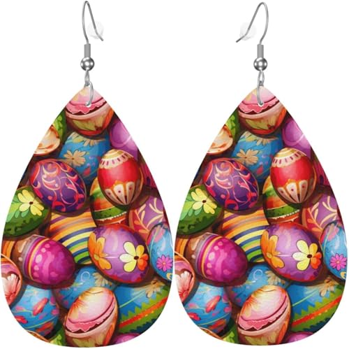 Osterhasen-Eier, bunte Weihnachtsbaum-Leder-Tropfenohrringe für Frauen, Dekorationen von Oudrspo