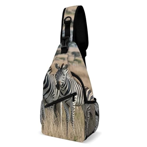 Oudrspo Africgrassland Zebra Sling Bag für Männer und Frauen Crossbody Rucksack Vulture Crossbody Bag Brusttaschen für Reisen Sport von Oudrspo