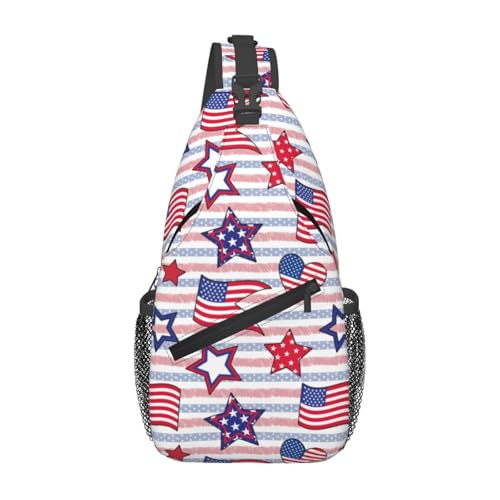 Oudrspo American Flag Stars Ice Cream Sling Backpack Hiking American Flag Backpack Crossbody Bag Sports Lightweight Chest Bag For Women Men von Oudrspo