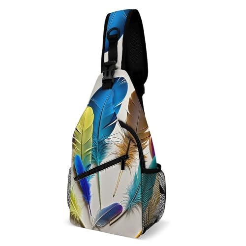 Oudrspo Animal Feather Sling Bag for Men Women Crossbody Backpack American Flag Crossbody Bag Chest Bags for Travel Sport von Oudrspo