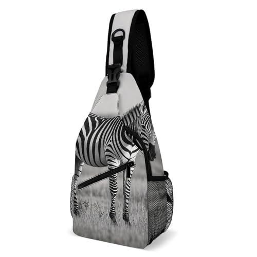 Oudrspo Animal Zebra Sling Bag for Men Women Crossbody Backpack Black And White Skull Pattern Crossbody Bag Chest Bags for Travel Sport von Oudrspo