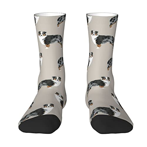 Oudrspo Australian Shepherd Damen Herren Crew Socken Gepolsterte Crew Socken Sportliche Kompressionssocken von Oudrspo