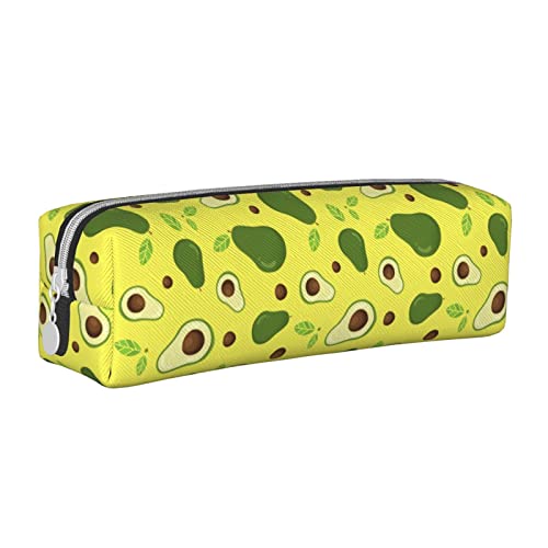 Oudrspo Avocado-Federmäppchen, rundes Stiftetui, tragbares Federmäppchen, Leder-Organizer mit Reißverschluss, Kosmetiktasche von Oudrspo