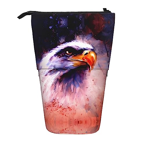 Oudrspo Bald Eagle Federmäppchen, Stand-Up-Federmäppchen, niedlicher Teleskop-Stifthalter, Make-up-Tasche für das Büro von Oudrspo