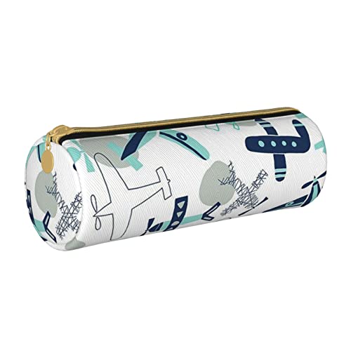 Oudrspo Bleistiftbeutel aus Leder mit Flugzeugdruck, tragbare Schreibwarentasche, Organizer, Schreibwarenetui, Unisex von Oudrspo