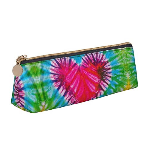 Oudrspo Buntes Federmäppchen, dreieckiges Stiftetui, tragbares Federmäppchen, Leder-Organizer mit Reißverschluss, Kosmetiktasche von Oudrspo