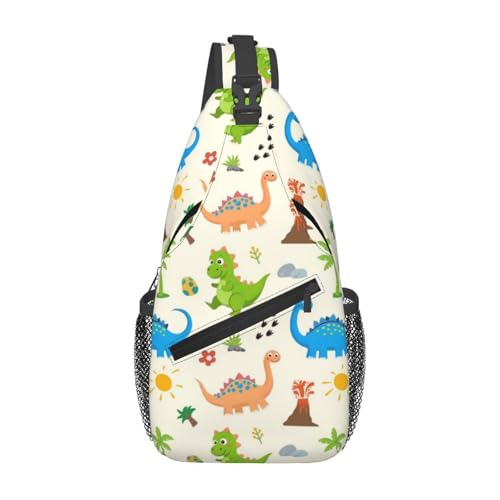 Oudrspo Cartoon Cute Dinosaur Cute Dinosaur Sling Backpack Chest Bag Dinosaur Blue Crossbody Shoulder Bag Gym Cycling Travel Hiking Daypack von Oudrspo