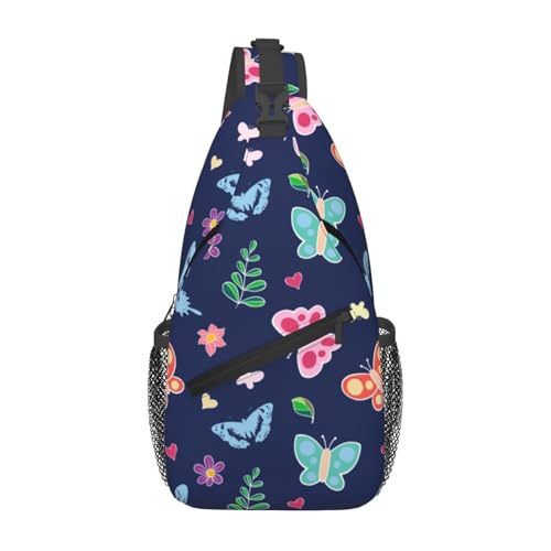 Oudrspo Cartoon Flower Butterfly Butterfly Sling Bag Cartoon Flower Butterfly Backpack Shoulder Chest Bag For Men Women Hiking Travel Crossbody Daypack von Oudrspo