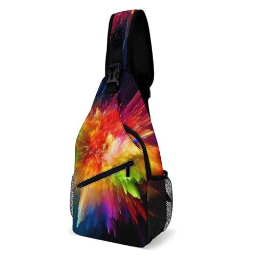 Oudrspo Color Explosion Sling Bag for Men Women Crossbody Backpack Chinese Crane Bird Peach Tree Crossbody Bag Chest Bags for Travel Sport von Oudrspo