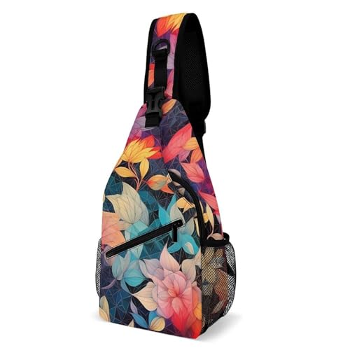 Oudrspo Colorful Printing Dog AndSling Bag Crossbody Chest Bag with Pockets, Shoulder Backpack for Hiking, Travel von Oudrspo