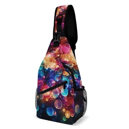 Oudrspo Colorful Rainbow Stars Penguin Sling Bag Crossbody Chest Bag with Pockets, Shoulder Backpack for Hiking, Travel von Oudrspo
