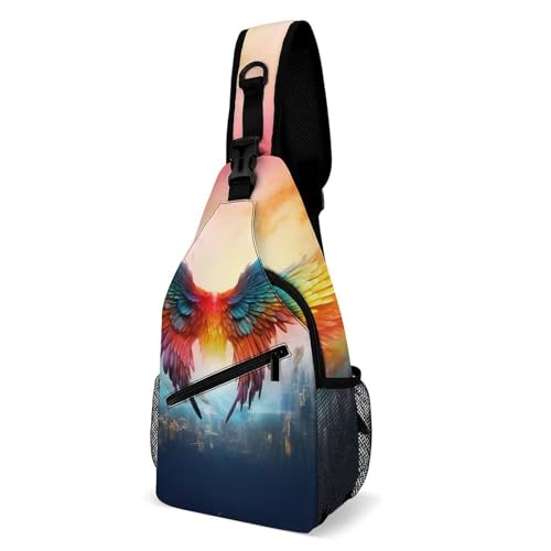 Oudrspo Colorful Wings Sling Bag for Men Women Crossbody Backpack Colorful Fish Mermaid Scales Crossbody Bag Chest Bags for Travel Sport von Oudrspo