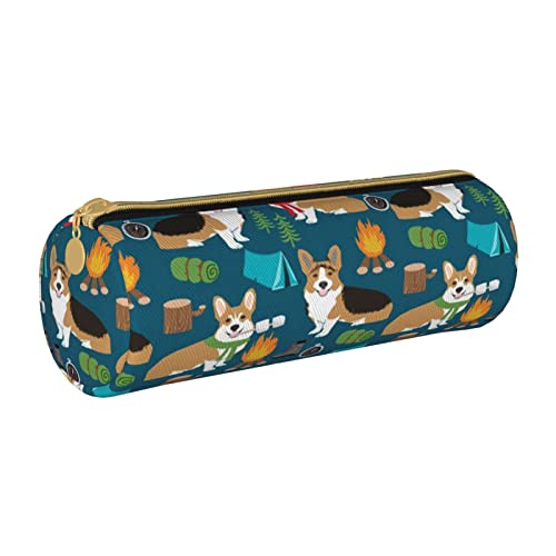 Oudrspo Corgi bedrucktes Leder-Bleistiftetui mit Reißverschluss, tragbare Schreibwarentasche, Organizer-Schreibwaren-Etui, Unisex von Oudrspo