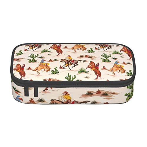 Oudrspo Cowboy Ride Horse Bedrucktes, langlebiges Federmäppchen mit Reißverschlussfach, tragbares Federmäppchen mit großer Kapazität von Oudrspo