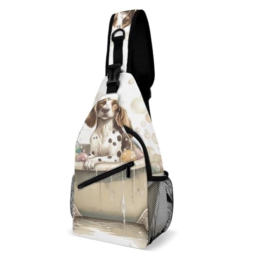 Oudrspo Dog Taking Bath Sling Bag for Men Women Crossbody Backpack Easter Eggs Crossbody Bag Chest Bags for Travel Sport von Oudrspo