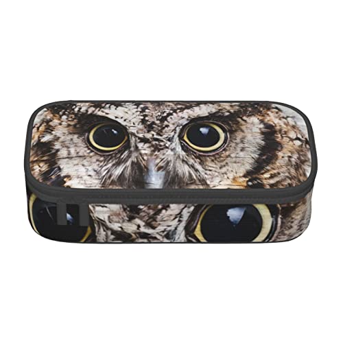 Oudrspo Eulen-Vögel bedrucktes, langlebiges Federmäppchen, Schreibwarenetui mit Reißverschlussfach, tragbares Federmäppchen mit großer Kapazität von Oudrspo