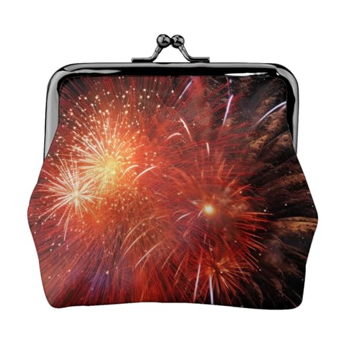 Oudrspo Explosion Firework 3D Explosion Firework 3D-Bedruckte Leder-Geldbörse mit Kiss-Lock-Verschluss für Damen – kompaktes und sicheres Münzgeldfach von Oudrspo