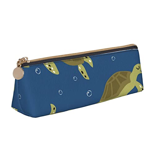 Oudrspo Federmäppchen, Motiv: Schildkröte, dreieckig, Stiftetui, tragbar, Leder-Organizer mit Reißverschluss, Kosmetiktasche von Oudrspo