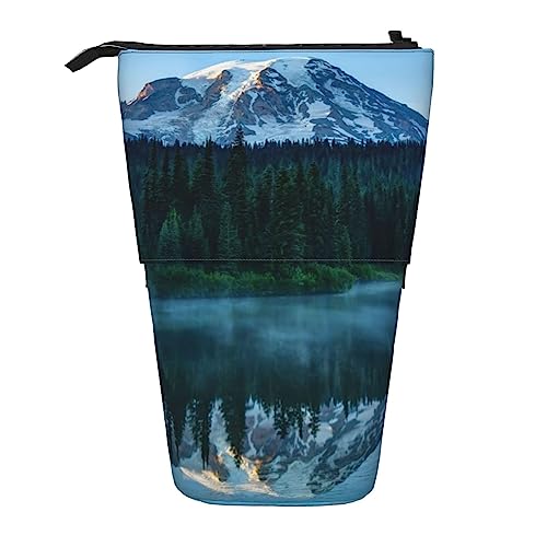 Oudrspo Federmäppchen, süßes Federmäppchen zum Stehen, einziehbares Federmäppchen, Foggy Lake Schreibwaren-Organizer-Tasche von Oudrspo