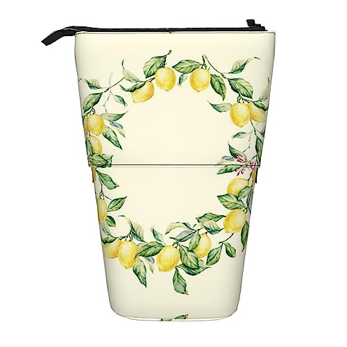 Oudrspo Federmäppchen, süßes Federmäppchen zum Stehen, einziehbares Federmäppchen, Zitronen-Briefpapier-Organizer-Tasche von Oudrspo