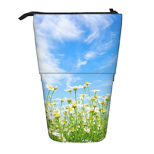 Oudrspo Federmäppchen, süßes stehendes Federmäppchen, einziehbares Federmäppchen, Fresh Daisy Schreibwaren-Organizer-Tasche von Oudrspo