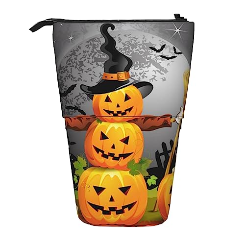 Oudrspo Federmäppchen, süßes stehendes Federmäppchen, einziehbares Federmäppchen, Halloween-Kürbis-Briefpapier-Organizer-Tasche von Oudrspo