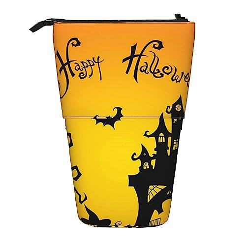 Oudrspo Federmäppchen, süßes stehendes Federmäppchen, einziehbares Federmäppchen, Kürbis-Fledermaushaus-Schreibwaren-Organizer-Tasche von Oudrspo