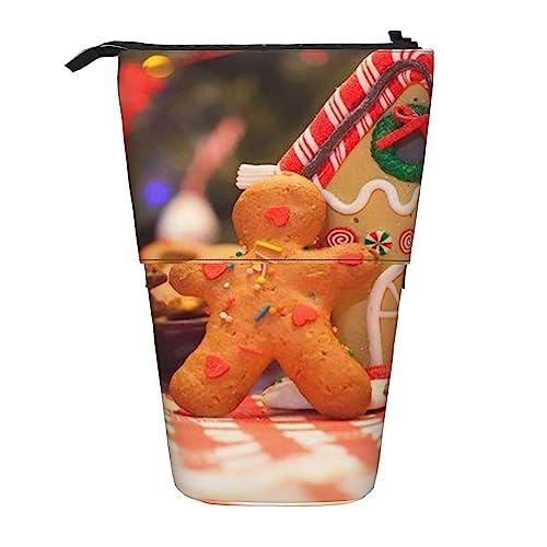 Oudrspo Federmäppchen, süßes stehendes Federmäppchen, einziehbares Federmäppchen, Lebkuchenmann-Bonbon-Schreibwaren-Organizer-Tasche von Oudrspo