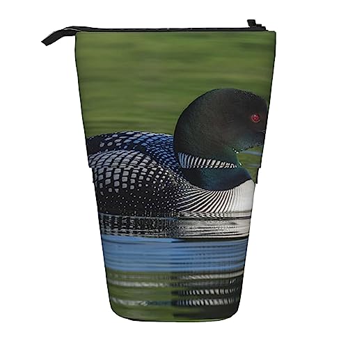 Oudrspo Federmäppchen, süßes stehendes Federmäppchen, einziehbares Federmäppchen, Loon Nature Bird Schreibwaren-Organizer-Tasche von Oudrspo
