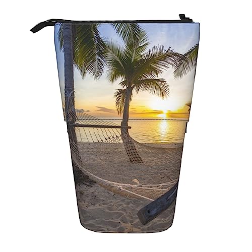 Oudrspo Federmäppchen, süßes stehendes Federmäppchen, einziehbares Federmäppchen, Paradise Beach-Schreibwaren-Organizer-Tasche von Oudrspo