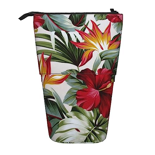 Oudrspo Federmäppchen, süßes stehendes Federmäppchen, einziehbares Federmäppchen, Schreibwaren-Organizer-Tasche mit Hibiskusblüte von Oudrspo