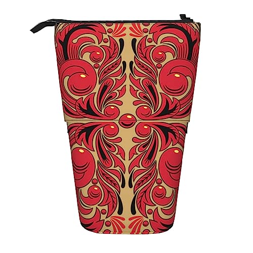 Oudrspo Federmäppchen, süßes stehendes Federmäppchen, einziehbares Federmäppchen, Schreibwaren-Organizer-Tasche mit russischem Kunstmuster von Oudrspo