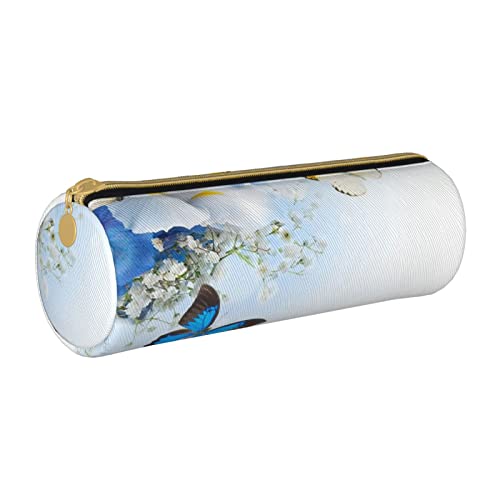 Oudrspo Federmäppchen aus Leder mit Blumen- und Schmetterlingsdruck, tragbare Schreibwarentasche, Organizer, Schreibwarenetui, Unisex von Oudrspo