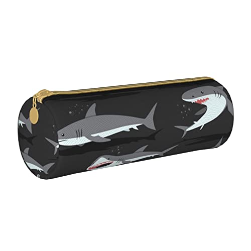 Oudrspo Federmäppchen aus Leder mit Hai-Print, Reißverschluss, tragbare Schreibwarentasche, Organizer, Schreibwarenetui, Unisex von Oudrspo
