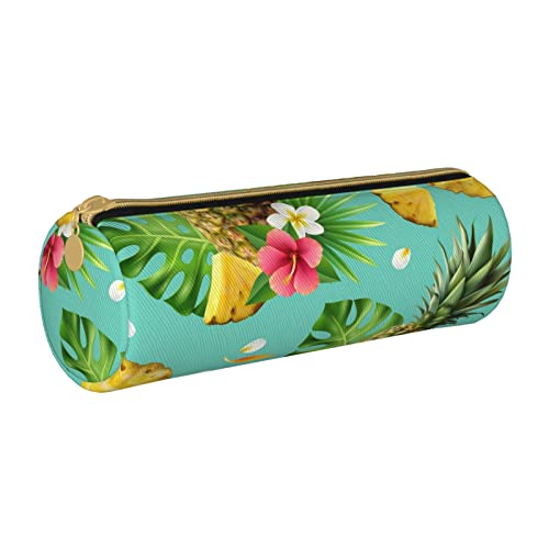 Oudrspo Federmäppchen aus Leder mit Reißverschluss aus tropischem Kiefernholz, tragbare Schreibwarentasche, Organizer, Schreibwarenetui, Unisex von Oudrspo