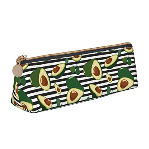 Oudrspo Federmäppchen mit Avocado-Motiv, dreieckig, tragbares Federmäppchen, Leder-Organizer mit Reißverschluss, Kosmetiktasche von Oudrspo