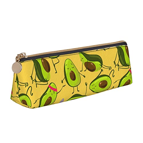 Oudrspo Federmäppchen mit Avocado-Motiv, dreieckig, tragbares Federmäppchen, Leder-Organizer mit Reißverschluss, Kosmetiktasche von Oudrspo